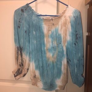 Tie-dye over the shoulder top